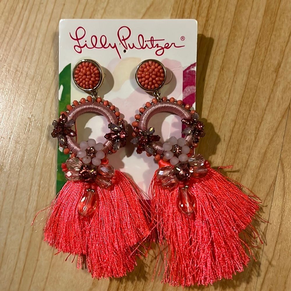 Lilly Pulitzer pink tassel earrings!